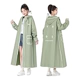 [Homie Home] レインコート 自転車 リュック対応 レインウェア レディース バイク レインポンチョ ロング 大きい 防水 防風 雨具 雨合羽 かっぱ 超撥水 梅雨対策 豪雨対応 軽量 男女兼用 母の日 ギフト (JP, アルファベット, L, クリームグリーンです)