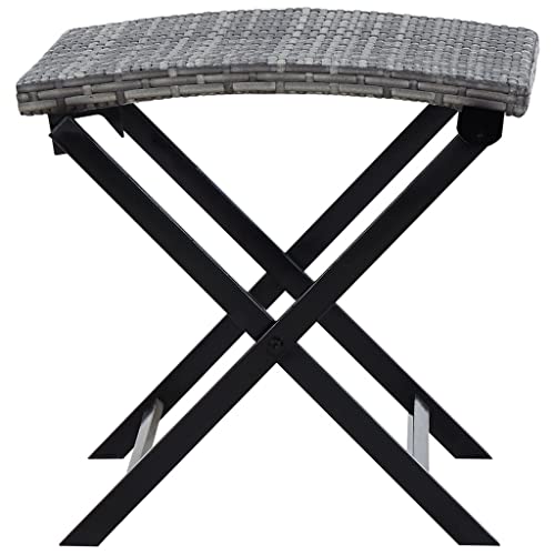 Tabouret pliable résine tressée gris pour siège extérieur