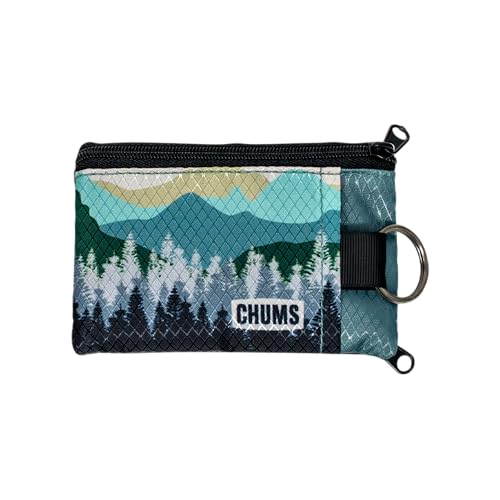 Chums Surfshorts Wallet - Lightweight Slim Wallet with RFID Blocking Card & Clear ID Window - Zippered Water Resistant w/Key Ring (Summit)