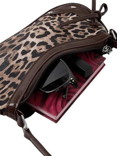 Image of QWINEE Women's Leopard Print Purse Y2k Cheetah Shoulder Bag Bow Studded Clutch Zipper Adjustable Strap Underarm Bag