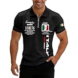 Generisch Camicia a maniche corte con stampa e cerniera, Nero , L