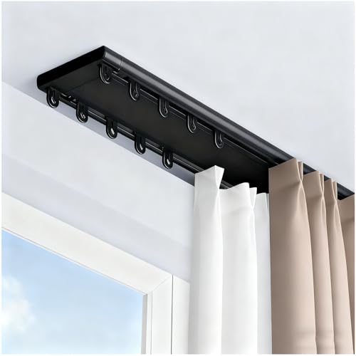 Rail en aluminium Double K System pour douche noire extensible 200cm