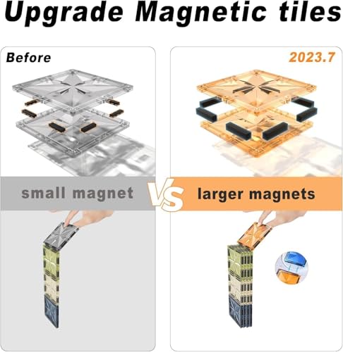 Image of Magnetic Tiles, 28Pcs 3D Magnet Building Tile Set, Magnetic Building Blocks, Stem Learning And Playing Toys For Kids, Montessori Toy For Preschool Boys Girls Toddlers Classroom Must-Haves
