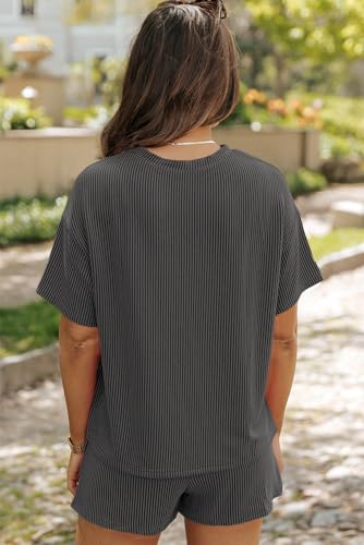 Image of Womens Pajama Sets 2 Piece Pjs Sleepwear Soft Comfy Short Sleeve Tops and Shorts Lounge Set Loungewear Outfit