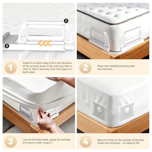 Bed Sheet Holders for Corners and Sides, 4Pcs Heavy Duty Sheet Straps & Grippers, Mattress Sheet Holder Keep Sheets Tight All Night, Universal Fit for Fitted Sheets, Queen King Twin RV - image 5