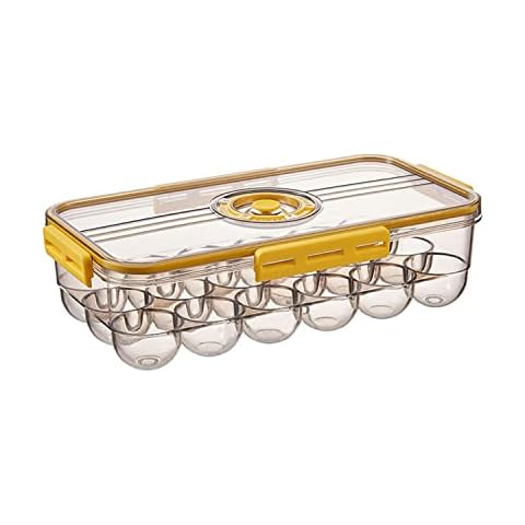 RRMMAN Egg Organizer Box, Egg Organizer Container,Portable Egg Case,Plastic Egg Container, Egg Holder, Egg Storage Bin Stackable Egg Storage Containers Clear Egg Tray Storage Box ,With Lid,18 Grid Cover