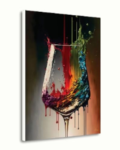 Impression sur toile de verre à vin coloré décoration murale abstraite cuisine bar 30x45cm