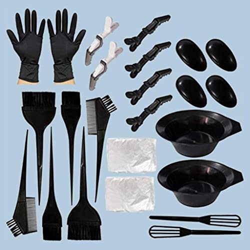Kit profissional de tingimento de cabelo doméstico com escovas, protetores de ouvido e capa - Conjun
