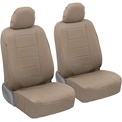UltraLuxe Faux Leather Car Seat Covers, Front Seats Only – Front Seat Cover Set, Padded for Comfort, Fits Most Cars Trucks Vans & SUVs (Beige)