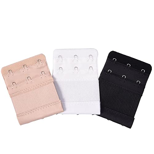 INF BH Verlängerung 3 Stück Bra Extender 2 Reihen, Beige-Schwarz-Weiß (3 Haken) Cover