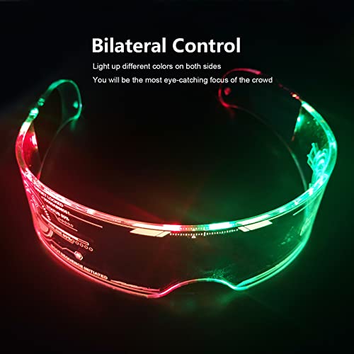 Fency LED Light Up Glasses, LED Visor, Luminous, Cyberpunk Futuristic Cosplay Glasses for Adults