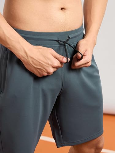 Image of TECHNOSPORT Men Solid Slim Fit Sports Shorts TS Flexi Polyester Mid Rise Drawstring Shorts Pant for Men Pockets Gym Workout Running Joggers Casual Quick Dry