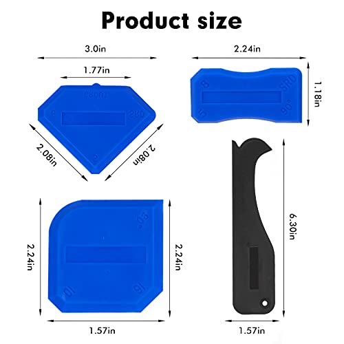 5 in 1 Caulking Tool, 9 Pcs Silicone Caulking Tool Kit with Reuse and Replace 4 Silicone Pads Caulk Remover Scraper Sealant Finishing Tool with Stainless Steelhead for Kitchen Bathroom Floor Window - Thumbnail 6