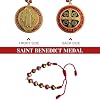BONITTER 2PCS Gold Plated Saint Benedict Medal Catholic Blessing Charm Car Hanging Ornament Door Medal San Benito Medalla Rosary Prayer Gift for Men or Women #1