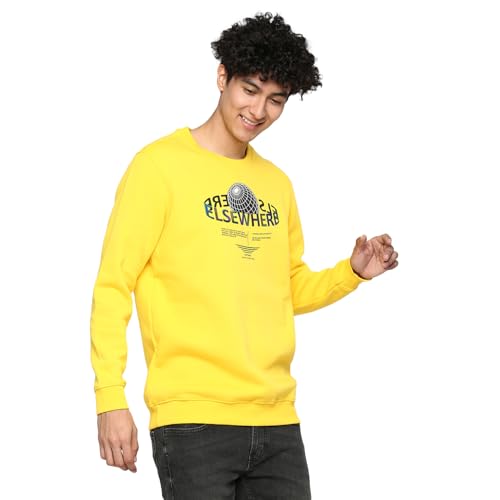 Image of Spykar Men's Cotton Blend Round Neck Sweatshirt