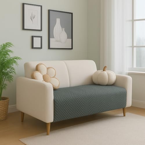 Image of Amazon Basics - Velvet Quilted Make Your Own Sofa Cover |2 Seater | Multi-Layered Fabric |120cm x 70cm | 350 GSM | Color - Light Grey