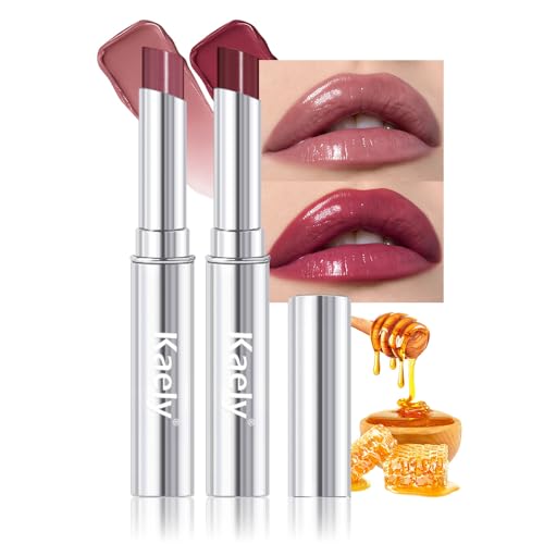Image of evpct 2Pcs Mauve Plum Cherry Honey Lipstick Moisturizing Lip Balm for Women | Hydrating Formula Tinted Lip Oil Stick, Sheer Lightweight Softening, Shine Glowy Lipgloss Lips Color Tint Stain, Cruelty-Free