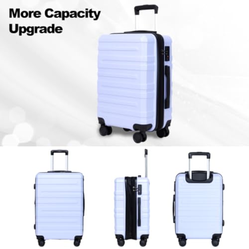 Luggage Set 3 Pieces, 20", 24", 28" Carry-on Luggage, Dotted Texture, Side TSA Lock, Aluminum Telescopic Handle, PC+ABS Hard Shell Luggage, Blue Purple3