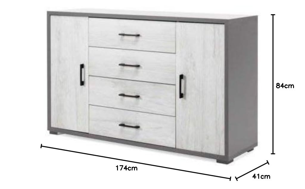 Madia Vale - Mueble cajonera de melamina con 2 puertas