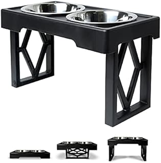 Pet Zone Designer Diner Adjustable Elevated Dog Bowls - Adjusts to 3 Heights, 2.75”, 8