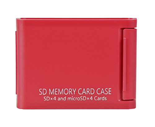 Kenko 704394 SD Card Case, AS SD4, RE SD/Micro SD Card, Holds 4 Each, Red
