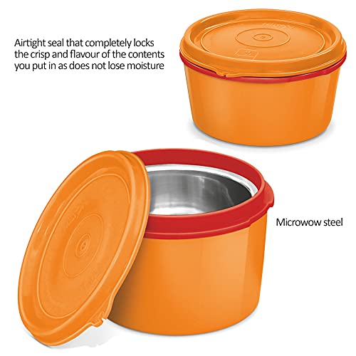 Image of MILTON Microwow Stainless Steel Lunch Container, 350 ml, Orange