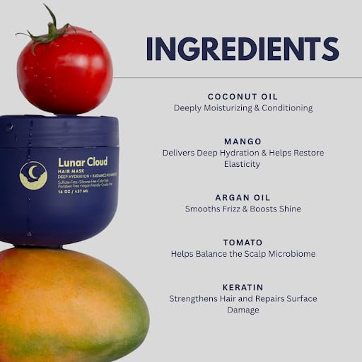 NAVY HAIR CARE Lunar Cloud Hair Mask | Deep Hydration, Frizz Control & Repair for All Hair Types | Lightweight Treatment with Argan Oil, Coconut Oil & Keratin | Vegan & Cruelty Free | 16 oz - Image 2