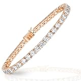 NYC Sterling Tennis Bracelet for Women - 3mm Elegant Cubic Zirconia Bracelet 6.5'-7.5' - Versatile Jewelry for Women, Professional and Social Wear (14K Gold Plated, 6.5 Inches, Rose Gold)
