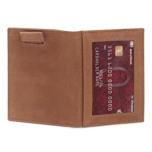 Image of Genuine Leather Bifold RFID Blocking Slim Stylish Credit Debit ATM Card Holder Wallet for Men Women (Tan Brown)