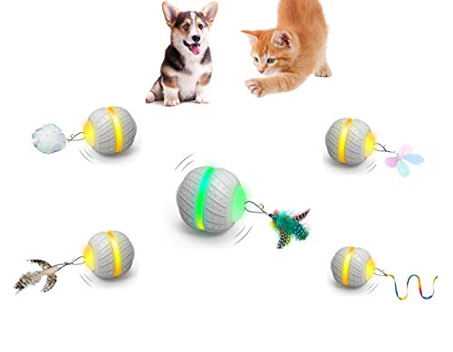 YVE LIFE Robotic Interactive Cat Feather Toys for Indoor Cats/Small Dogs,Automatic Moving Cat/Puppy Toys with Large Capacity Battery,Mice/Ball/Wand Toys for Kitten/Cats/Small Dogs