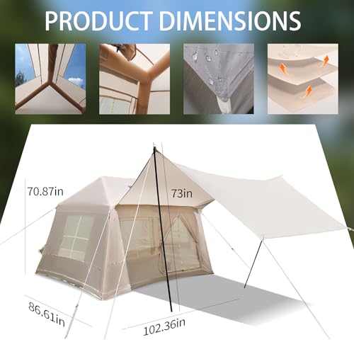 Carpa inflable para camping 4-6 personas beige miniatura 2