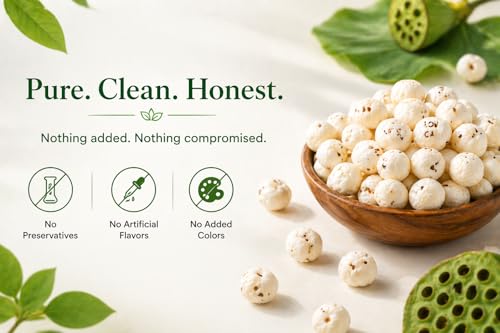 Image of Krishi Global Phool Makhana (Foxnuts) 100g- 100% Natural, Crunchy & High-Protein Snack | Gluten Free Raw Popped Lotus Seeds | Yoga & Ayurvedic Diets | Fasting | Ready to Cook