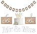 MR & MRS Deko Set, Hochzeit Buchstaben Deko Holz Weiß, Just Married Girlande Vintage Wimpelkette Banner, Mr & Mrs Stuhl Banner und Cake Topper für Hochzeitsdeko Rustikal Party Brautdusche