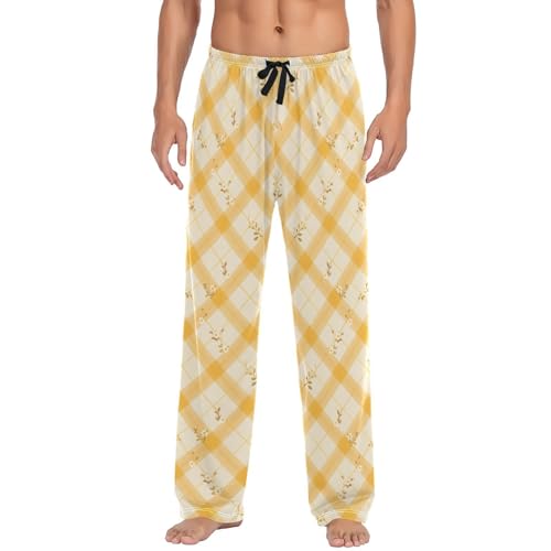 GuoChe Pajama Pants For Men Soft Mens Pj Pants Lightweight with pockets for Spring Christmas Gifts Small