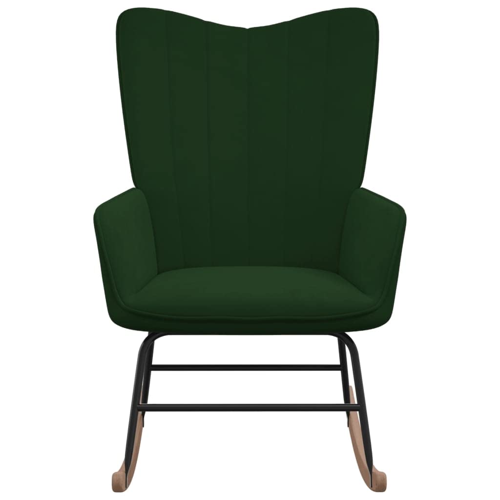 Silla mecedora verde oscuro de terciopelo, mecedora de interior, sillón balancín rocking sofa apto para salón, dormitorio, balcón