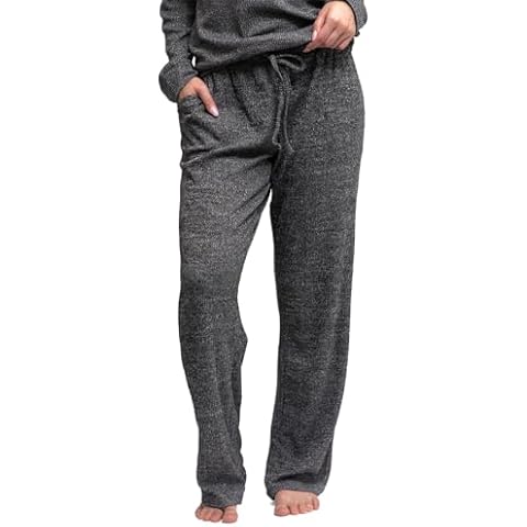 Hello Mello CuddleBlend Women’s Comfortable Lounge Wide Leg Pajama Pants Elastic Waistband with Side Pockets - Black, X-Large Cover