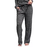 Hello Mello CuddleBlend Women’s Comfortable Lounge Wide Leg Pajama Pants Elastic Waistband with Side Pockets - Black, Small