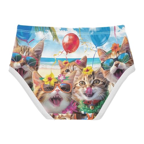 Underwear for Girls, Smiling Cats Attire Toddler Panties, Cotton Underwear Girls, 2T–8 Years2