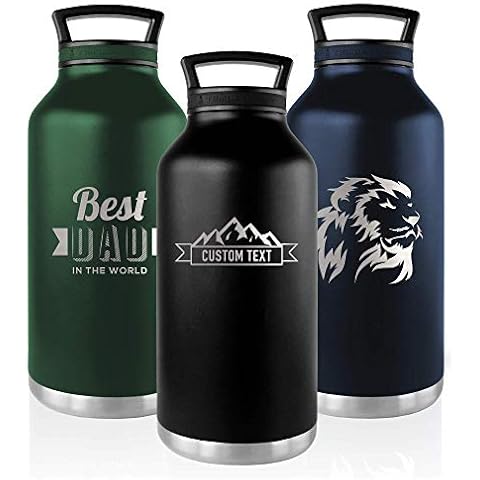 Tempercraft 64 oz Vacuum Insulated Growler | Custom Laser Engraved Options | Stainless Steel, Double-Walled, for Beer, Wine, and Water Cover