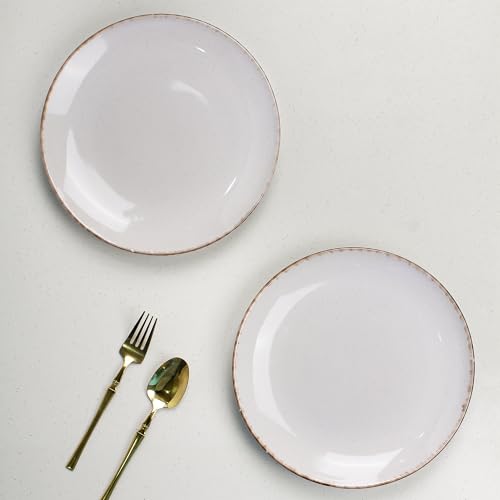 Image of The Earth Store Glossy Lavender Marble 10 Inch Ceramic Dinner Plates Microwave & Dishwasher Safe Ceramic Plates for Dinner | Full Plates Set of 2 | Dinner Full Plates