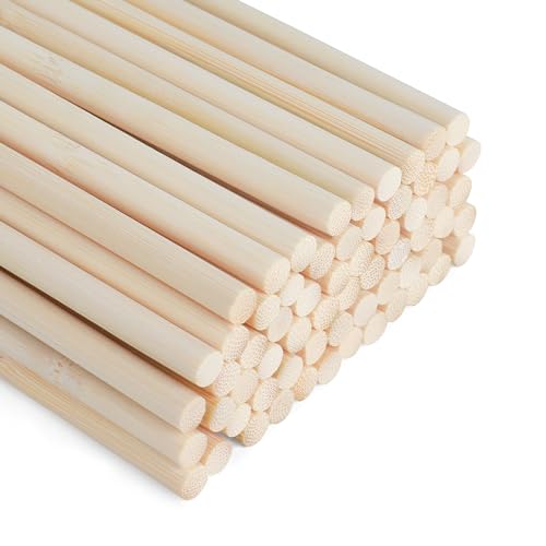 SOSMAR 70 Stück Holzstäbchen zum Basteln, Bambusstäbe rund Ø 6mm x 30cm Lang Rundholz Natur Holzstab Bastelholz für Modellbau DIY Handwerk und Deko