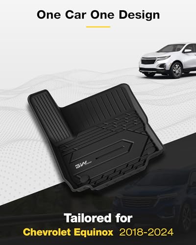 Image of 3W 2018-2023 2024 Chevy Equinox Floor Mats /GMC Terrain Floor Mats, TPE All Weather Custom Fit for Chevrolet Equinox /GMC Terrain Denali Accessories 1st and 2nd Row Full Set Car mats