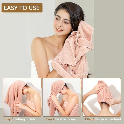 Image of Microfiber Hair Towel Quick Dry Hair Towel Hair Drying Towels Suitable for All Kinds of Hair Ultra Absorbent Long and Thick Hair 24X48inch Grey (1pcs)