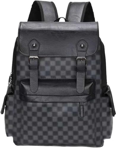 Leather Laptop Backpack for Men Women, School College Bookbag Casual Travel Daypack (schoolbag1)