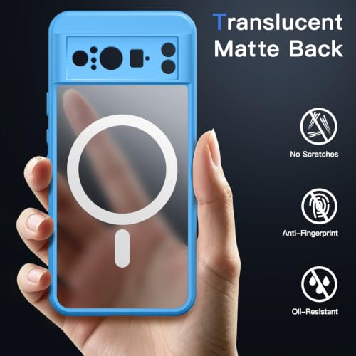 Image of JETech Magnetic Cover Case for Google Pixel 8 Pro 6.7-Inch 2023, Compatible with MagSafe, Translucent Matte Back Shockproof Phone Cover (Bay)