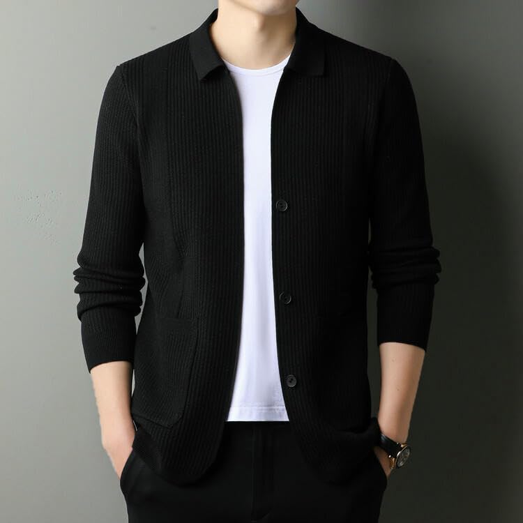 Men's Spring Autumn Winter Casual Lapel Thin Korean Style Knit Cardigan2