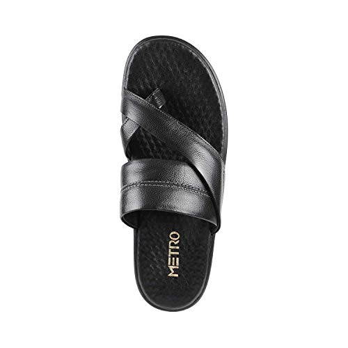 Image of Metro Men's Comfy Casual Faux Leather Stylish Toe Ring Slippers
