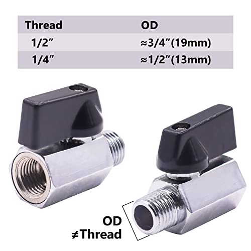 Aienxn 2Pcs Polished Chrome Finish 1/4" Npt Female X Male Thread Shut-Off Valve Mini Ball Valve With 1Pcs Waterproof Tape Q-H1-055-1/4 #TOP2