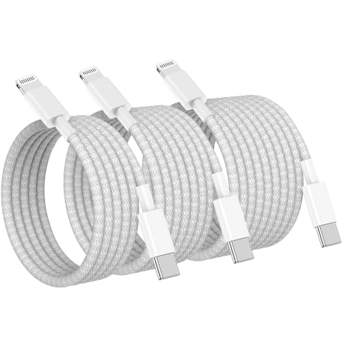 Image of USB C to Lightning Cable 3Pack 3 /6 /10FT, [Apple MFi Certified] iPhone Fast Charging Braided Cable, Power Delivery Type C Charging Cord for iPhone 14 13 12 11Pro Max /XS /Max /XR /8 /7 Plus SE, iPad Air /Pro
