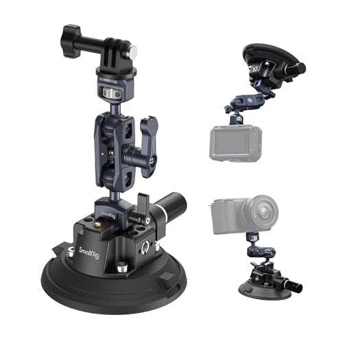 SMALLRIG 4" Camera Suction Mount with Ball Head Magic Arm, Car Mount for Lightweight Camera/Action Camera/Phone